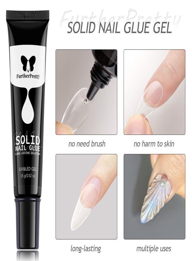 Furtherpretty Solid Nail Glue Gel Kit with UV Lamp, 15ml Gel Glue for Nails Super Strong Adhesive for Press On Nails Fake Nail Tips, Professional Salon & Home Manicure Supplies-uñas de Gel para pegar - Image 2